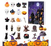 2025 Halloween Figurines Advent,Spooky Skull Halloween Advent - Decorative Supplies for Family School Kids Weekday Boys