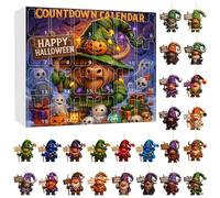 2025 Halloween Ghost Countdown Calendar - 24-Day Advent Ornament with 2D Acrylic Design, Spooky Reading Ghost Decorations for Christmas Tree, Halloween Wall/Tree Hanging Decor (Green-2, 32x29x3.3CM)