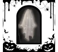 2025 Halloween Ghost Mirror Hologram,Ghost Hologram Mirror Decorations,Spooky Haunted Mirrors House Apparition Indoor Harvest Decor,Hallowees Decoration for Indoor Outdoor (Semicircle-White Light-S)