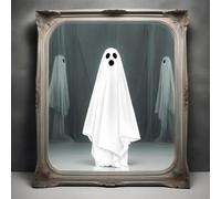 2025 Halloween Hologram Ghost Mirror Stickers, Spooky Scary Ghosts for Halloween Decor Indoor, Hallowmas Party Supplies, Halloweens Room Decor (A)