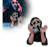 2025 Halloween Horror Resin Statue - 7.87" Pink Screaming Face Ghost Figurine Halloween Resin Scary Luminous Glowing Statue Home Office Decorations Ornament