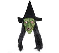 2025 Halloween mask Halloween Horror Old Witch Mask With Hat Cosplay Scary Clown Hag Latex Masks Green Face Big Nose Old Women Costume Party Props