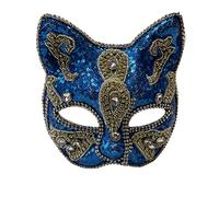 2025 Halloween mask Halloween Mask Cosplay Anime Crystal Masquerade Mask Sexy Blue Cat Mask Costume Makeup Party(Style C)