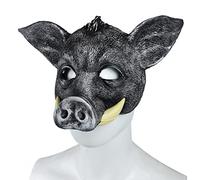2025 Halloween mask Halloween Party Mask Cat Clown Halloween Adult Cosplay Costume Soft Pu Foam Animal Boar Pig Mask(Black)