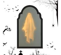 2025 Halloween Novelty Ghost Mirror, Hallowe'en Hologram Ghost Mirrors, Light Up Spooky Scary Ghosts Decor for Indoor, Bedroom, Home, Table & Party Supplies