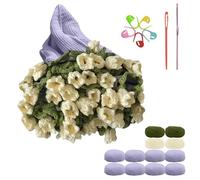 2025 Hand Knit Rose Bouquet Blanket DIY Kit Milk Cotton Yarn Skeins For Crochet Flower Design Lily Of The Valley Pattern 31x31 Inch Home Decor Craft Projects (E, One Size)