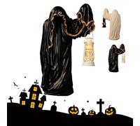 2025 Handcrafted Ghost Wizard Lantern Ornament - Ghost Witch Halloween Decoration, Vintage Wizard Figurine for Living Room, Bedroom, Tabletop, Shelf Display & Gothic Home Decor (Black)