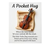 2025 Handcrafted Music Pocket Hugs - Portable Music Pockets Hug Collection | Heart-Shaped Guitar Pocket Keepsake with Inspirational Present Cards for Musics Lovers, Musicians (Violin)