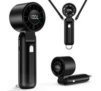 2025 Handheld Turbo Portable Fan-6-Speed (1-100) Adjustable,USB Rechargeable,5000mAh,7-Blade High-Speed Cooling for Travel,Office & Camping-Compact,Foldable with LED Display (Carbon Black)
