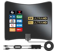 2025 HDTV Antenna for Smart TV Indoor 1700 Miles -Digital TV Antenna for Local Channels-TV Antenna Amplified Booster Support 4K 8K 1080p 360° Signal Reception Long Range-16FT Coax Cable