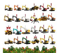 2025 Heavy Equipment | 24 Die-Cast Mini Construction Machines | Excavator Bulldozer Dump Truck Crane Ornaments | 2D Acrylic Decor Countdown Christmas Gift