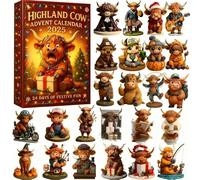 2025 Highland Cow Advent Calendar - 24 Days of Festive Fun with 3D Soft Gel Highland Cow Figurines, Christmas Countdown Calendar for Kids & Adults