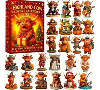 2025 Highland Cow Advent Calendar - 24 Days of Festive Fun with 3D Soft Gel Highland Cow Figurines, Ideal for Christmas Countdown & a Gift for Cow Enthusiasts