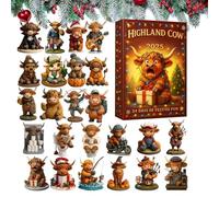 - 2025 Home Decoration 2D Highland, Christmas Calendar with Animal Figures - For Living Room Bedroom Kitchen Car Parties Birthday Children
