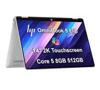 2025 HP OmniBook 5 Flip X360 2-in-1 Laptop (14" 2K IPS Touchscreen, Intel 10-Core 5 120U (> i7-1255U), 8GB DDR5, 1TB SSD) for Business, Students, Backlit, IR Webcam, 21-Hr Battery Life, Win 11 Pro