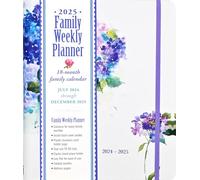 2025 Hydrangeas Family Weekly Planner (18 months, July 2024 to Dec 2025)