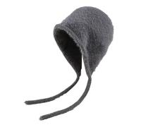 2025 Imitation Mink Hair Beanie Hat for Women Y2K Cute Japanese Knitted Winter Hat Fashion Warm Ear Flaps Skull Cap(Dark Gray) (Dark Gray One Size)