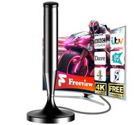 2025 Indoor Freeview TV Aerial - 560+ Miles Range, 360° Omni-Directional Reception, Magnetic Base, Supports 4K/1080p HD, VHF/UHF/DAB, Compatible with Smart & Older TVs, Includes 16.5ft Coax Cable