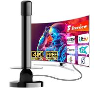2025 Indoor TV Aerial - 500+ Mile Freeview Range, 360° Reception Digital Antenna with Magnetic Base | Supports 4K, 1080P, VHF/UHF, Compatible with All UK TVs