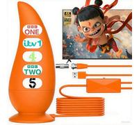 2025 Indoor TV Aerial for Smart TV for Local Channels,TV Ariels Indoor for Long Range Reception,Freeview Aerial for Easy Installation and All Smart/Old TVs,Digital Antenna Supports 4K 1080P HD(Orange)