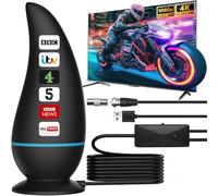 2025 Indoor TV Aerial - Freeview Digital Antenna, 4K/1080P HD Ready, Built-In Signal Booster, Magnetic Base, Plug-and-Play Portable Indoor Aerial for All UK TVs (AN-2025-B)