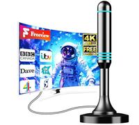 2025 Indoor TV Aerial - Long Range Freeview Aerial with 360° Signal Reception, Magnetic Base, 4K & Full HD Support, Easy Install for Smart & Older TVs, 16.5ft Cable