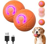 2025 Interactive Dog Ball Toy,New Upgrade Automatic Rolling Ball Interactive Pet Balls Shaky Toy, Self Moving Smart Jumping Electric Balls for Pets Indoor Outdoor Fun (Orange*2)