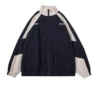 2025 Japanese Streetwear Vintage Oversized Hooded Jacket Hip Hop Patchwork Wind Jacket Unisex Couple Outfit Cardigan Norwegian, blue, M
