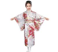 2025 - Japanese Traditional Dress Kimono Robe for Kids Girls Yukata Kimono Anime Cosplay Robe Kids Winter Robes for Girls (White, 9-10 Years)