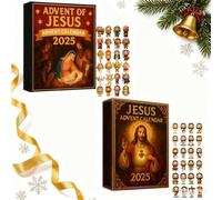 2025 Jesus Advent Calendar - Christian Religious Nativity Scene Christmas Countdown with 24 Jesus Figurines, Biblical Xmas Tree Ornaments & Gift for Believers (A+B)
