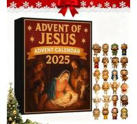 2025 Jesus Advent Calendar - Christian Religious Nativity Scene Christmas Countdown with 24 Jesus Figurines, Biblical Xmas Tree Ornaments & Gift for Believers (A)