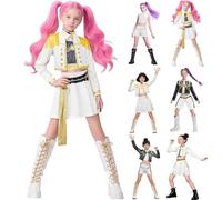 2025 K-KPop D-Demon H-Hunters Girls Costume Ru mi Zo ey Cosplay Costume Kids Hunters Pop Singers Idol Stage Role Play Halloween Party Outfits Anime Cosplay Character Fancy Dress Up Uniform for Kids