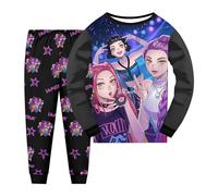 2025 K KPop DDemon HHunters Pjs 2 Pack for Girls Ru mi Costume H-Huntrix Hip Hop Y2k K Pop Pyjamas Set Music Cartoon Print Pajama Sleepwear for Kids Pyjamas Party Pjs Set Nighties Sleepwear