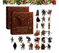 2025 Krampus Advent Calendar, 24 Day Horror Countdown Calendar With 2D Decorations, Creepy Christmas Tree Display, Spooky For Horror Loving Families (2PCS)