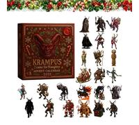 2025 Krampus Advent Calendar, 24 Day Horror Countdown Calendar With 2D Decorations, Creepy Christmas Tree Display, Spooky For Horror Loving Families (1PCS)