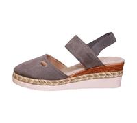 2025 Ladies Casual Solid Colour Flock Close Toe Woven Bottom Thick Bottom Slope Heel Large Size Sandals Slippers Memory Foam Slides Women (Grey, 4.5)