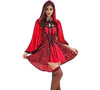 2025 Ladies Halloween Song Cape Little Red Riding Hood Costume Cosplay Costume (Red, M)