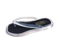 2025 Ladies Summer Home Outdoor Beach Flip Flops Transparent Crystal Clip Toe Large Size Sandal Slippers The Fix Sandals (Black, 4.5)