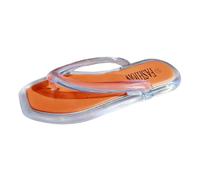 2025 Ladies Summer Home Outdoor Beach Flip Flops Transparent Crystal Clip Toe Large Size Sandal Slippers The Fix Sandals (Orange, 4.5)