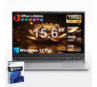 2025 Laptop Computer 15 15.6 inch FHD 1080p Display, Windows 11 Pro with MS Office for Students & Business, 16GB RAM, 1TB SSD, Intel 4-Core N100 (Up to 3.4GHz), Backlit Keyboard, Type-C, Fingerprint