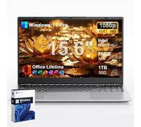2025 Laptop Computer 15 15.6 inch FHD 1080p Display, Windows 11 Pro with MS Office for Students & Business, 16GB RAM, 1TB SSD, Intel 4-Core N100 (Up to 3.4GHz), Backlit Keyboard, Type-C, Fingerprint