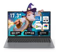 2025 Laptop with N150 (4C/4T, Up to 3.6GHz),17.3" Inch Laptop Computer,16GB RAM 512GB SSD windows 11 laptop Full HD IPS Display WiFi 5 Backlit Keyboard 6Hrs Battery HDMI USB-C Kensington Lock Gray