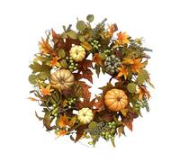 2025 Large Wreath for Front Door Autumn Wreath 50cm Fall Wreath with Maple Leaves and Berries for Farmhouse Fireplace Window Wall Thanksgiving Halloween Christmas Festiv