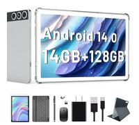2025 Latest Android 14 Tablet, 10 inch Tablet with 128GB Storage 1TB Expandable 14GB RAM, Dual 4G Cellular Tablet with keyboard Support 5Ghz WiFi/Bluetooth 5.0/GPS, Octa-Core Processor, FHD IPS Screen