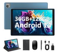 2025 Latest Android 14 Tablets,10.1 Inch Tablet with 36GB RAM 128GB ROM Expand 1TB, 8000mAh Battery, 8+13MP Camera IPS LCD Screen, Support WiFi 5GHz/BT5.0/GPS, 2 In 1 Android Tablet with Keyboard Blue