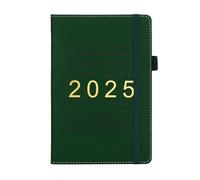 2025 Leather Weekly Monthly Planner Journal Notebook With Elastic Band Pen Holder Timetable For Office Staff Planning