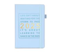 2025 Leather Weekly Monthly Planner Journal Notebook With Elastic Band Pen Holder Timetable For Office Staff Planning
