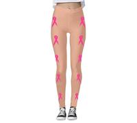 2025 Leggings for Women Women high Waisted Seamless Yoga Leggings Breast Cancer Awareness Print Workout Running Athletic Tights for Fitness Gym Sports Daily wear Set (Beige, l)