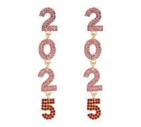 2025 Letters Rhinestone Dangle Earrings Happy New Year Earrings for Women New Year’s Eve Party Earrings Holiday Festive Jewelry Gift, Cubic Zirconia, No Gemstone