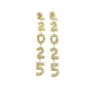 2025 Letters Rhinestone Dangle Earrings Snowflake Stud Happy New Year Earrings for Women New Year’s Eve Party Earrings Holiday Festive Jewelry, Cubic Zirconia, No Gemstone